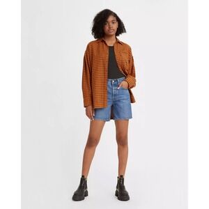 Levis 501 Original Fit Mid Thigh Shorts Womens 31 Blue Medium Wash Button Fly